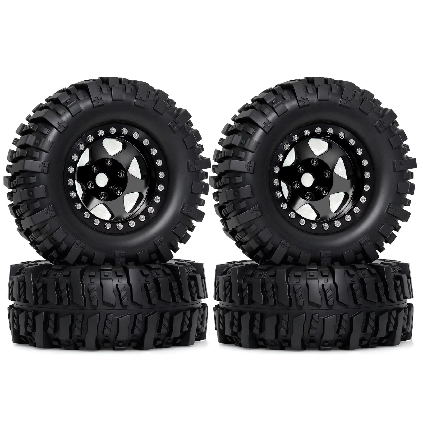 Compatibile con Traxxas per Axial per SCX10 1/10 RC Crawler Ricambi Auto Accessori 95mm 1.9 "Desh Dish Beadlock Wheel Rim E Set di Pneumatici Ricambi RC
