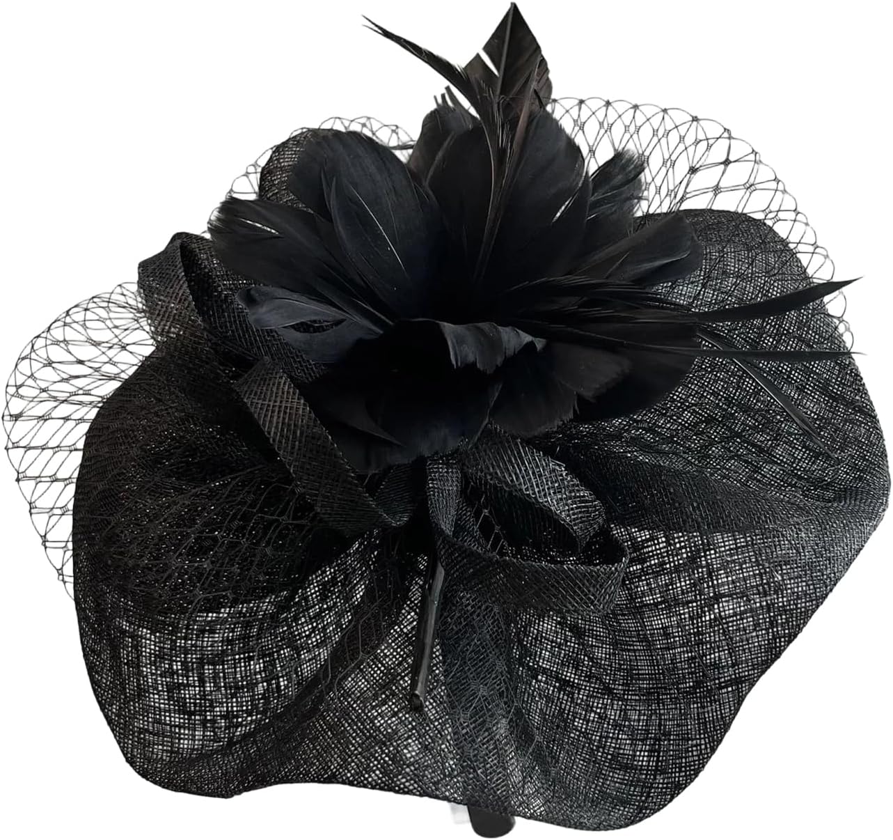 Women's Feather Veil Fascinator Headband Bridal Wedding Kentucky Headpiece Church Tea Party Derby Hat