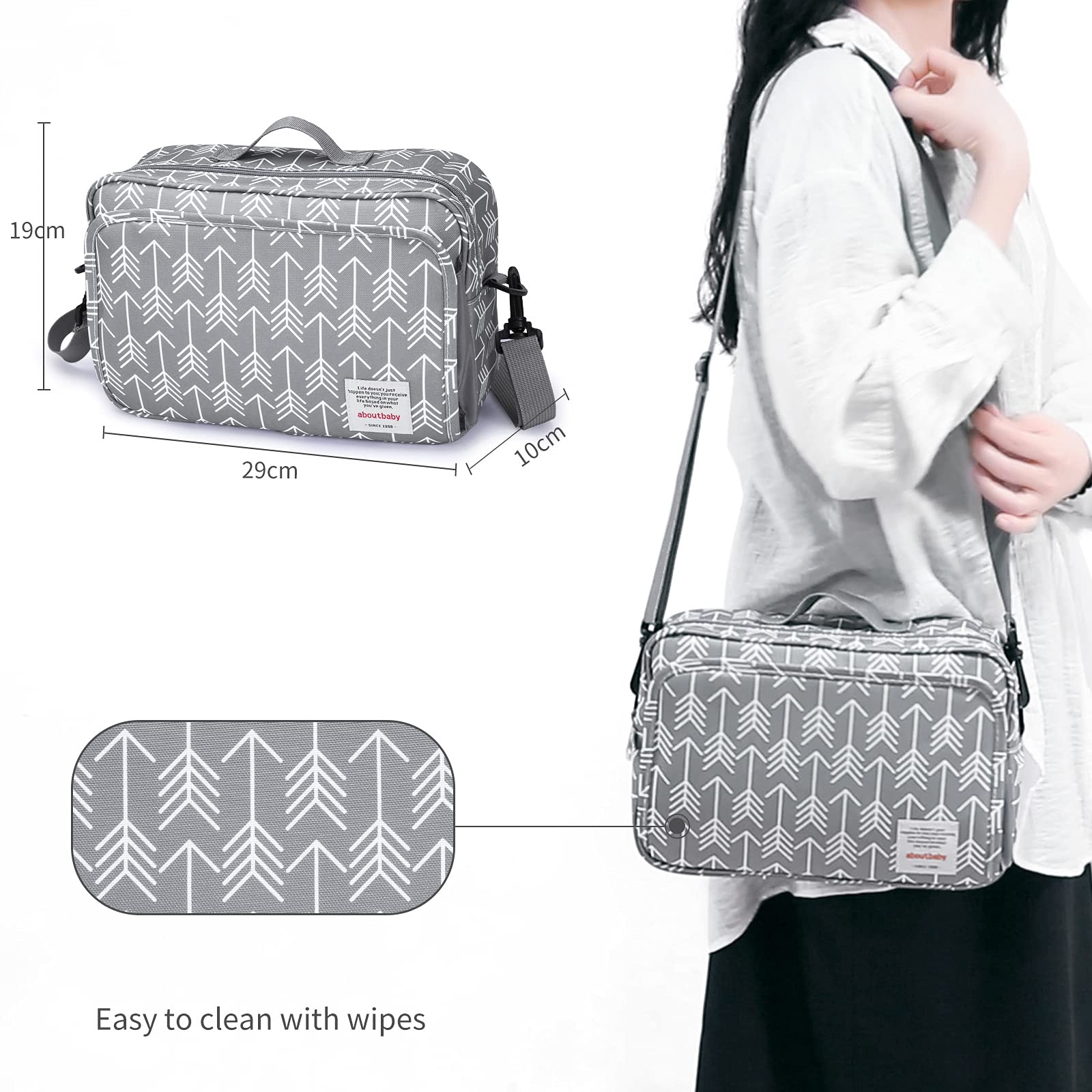 Organizer universale per passeggino con tasca isolata, per pannolini, giocattoli e snack, grigio scuro