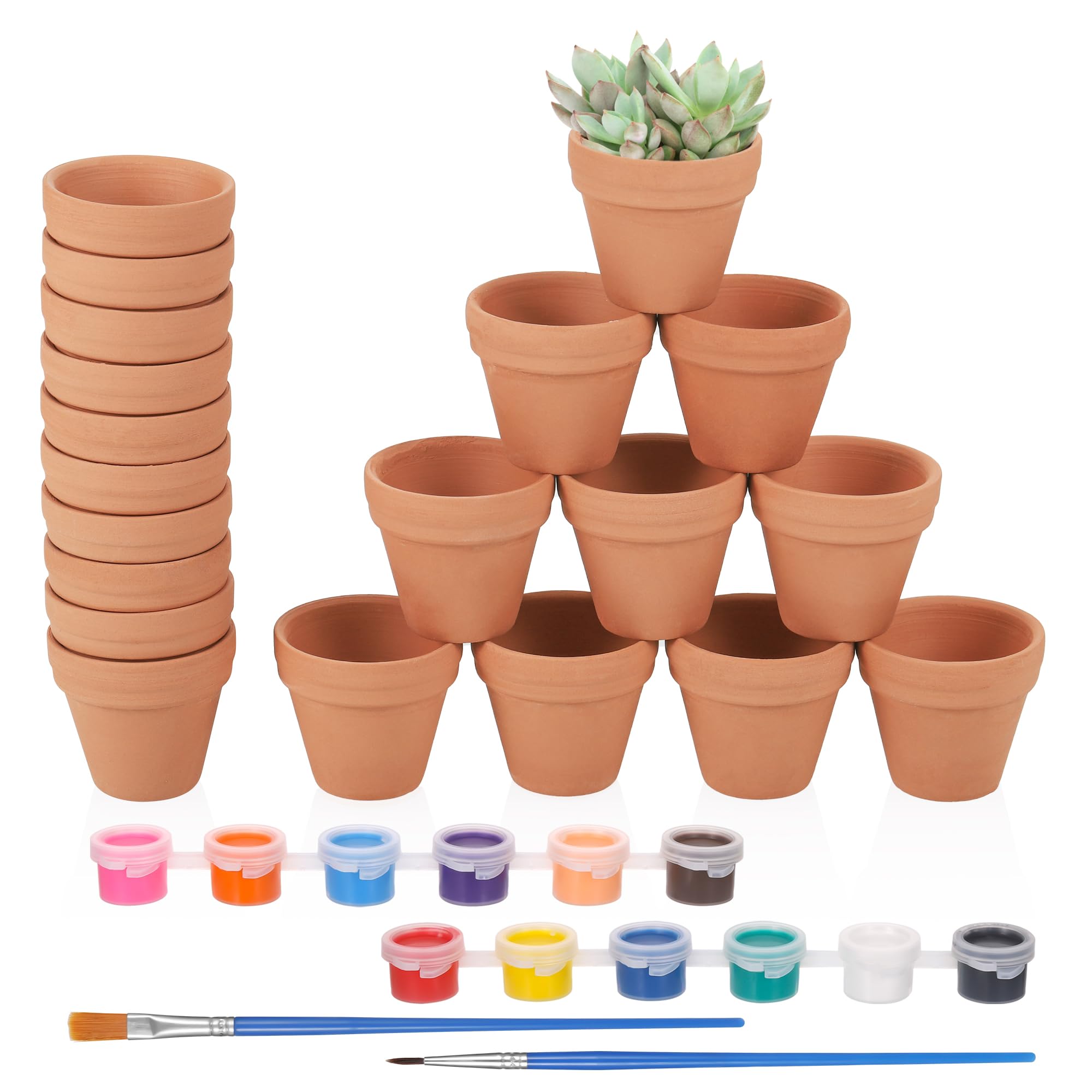 Yardwe 12 Stück Mini-Terrakotta-Töpfe 3x3 Cm – Unglasiert, Mit Drainageloch, Für Sukkulenten, Basteln, Deko