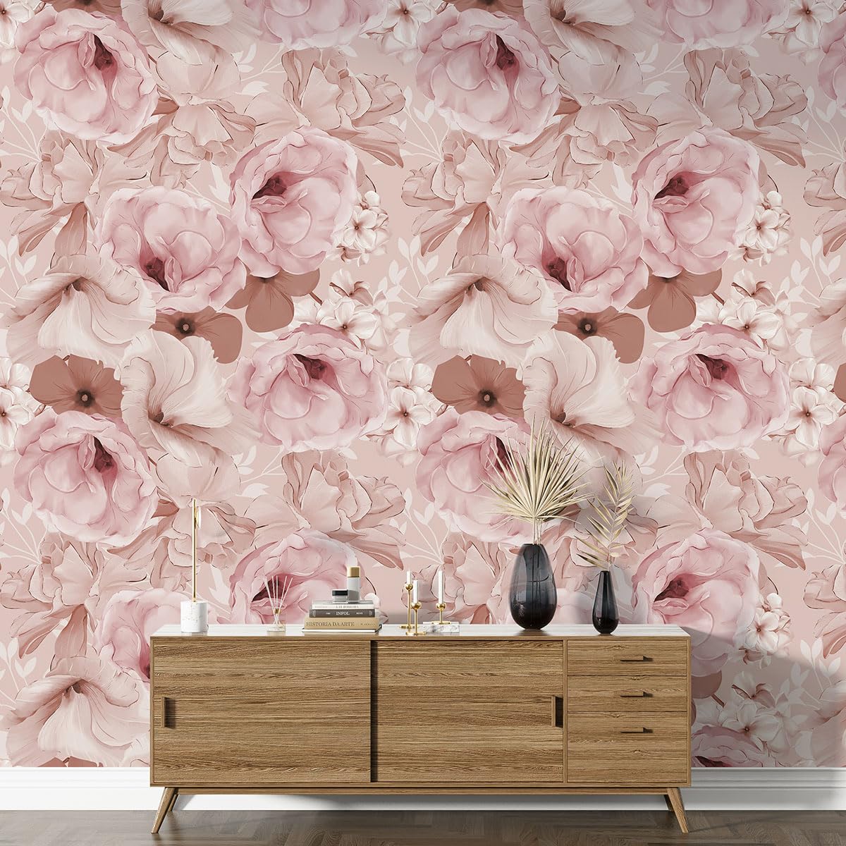 Papier peint motif XL floral Lumalea pour rénover facilement un mur blanc
