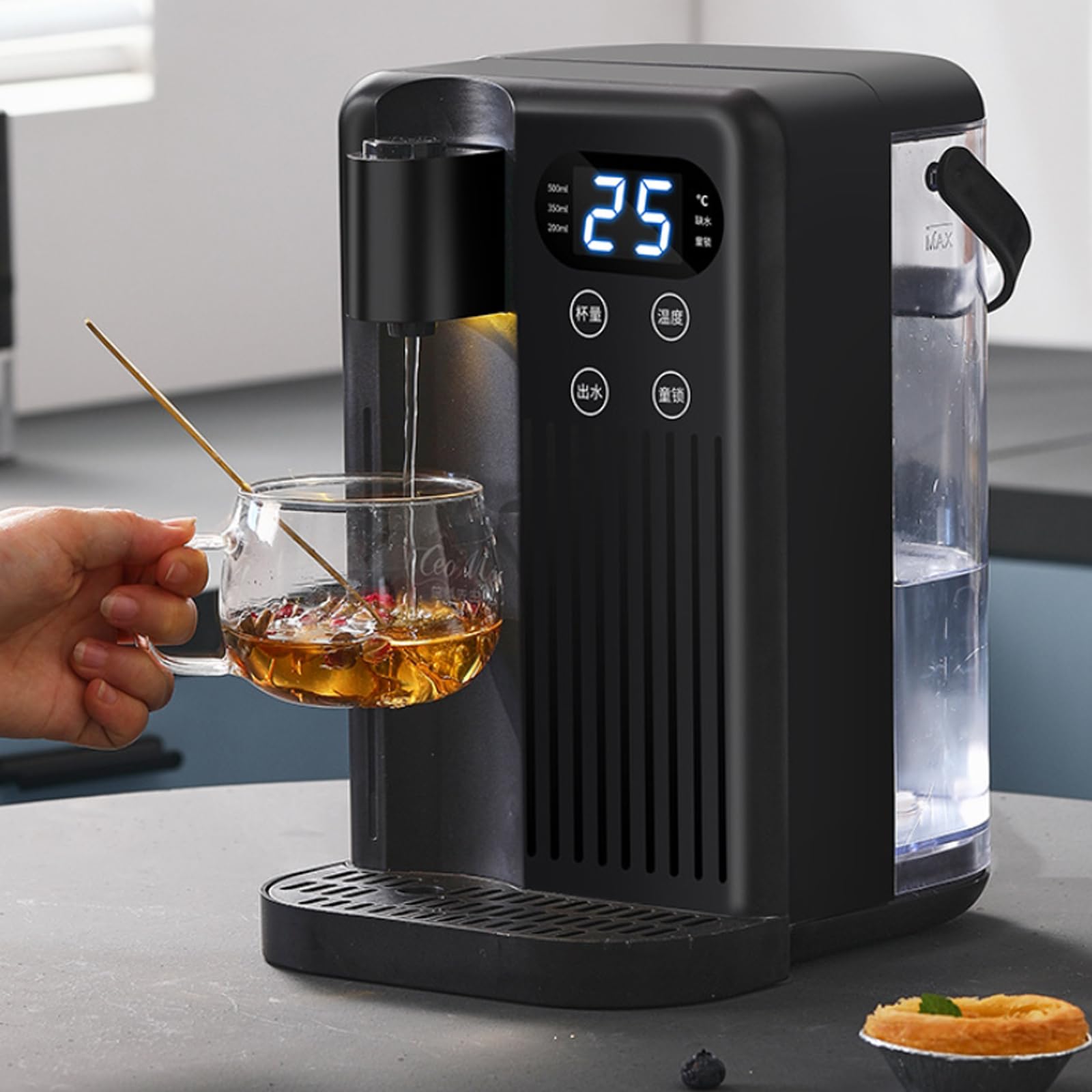 Dispensador instantáneo de agua caliente, pantalla táctil inteligente 3s Calor instantáneo, 12 niveles de temperatura del agua, 3L de gran capacidad para cocinas, dormitorios, vehículos recreativos, s