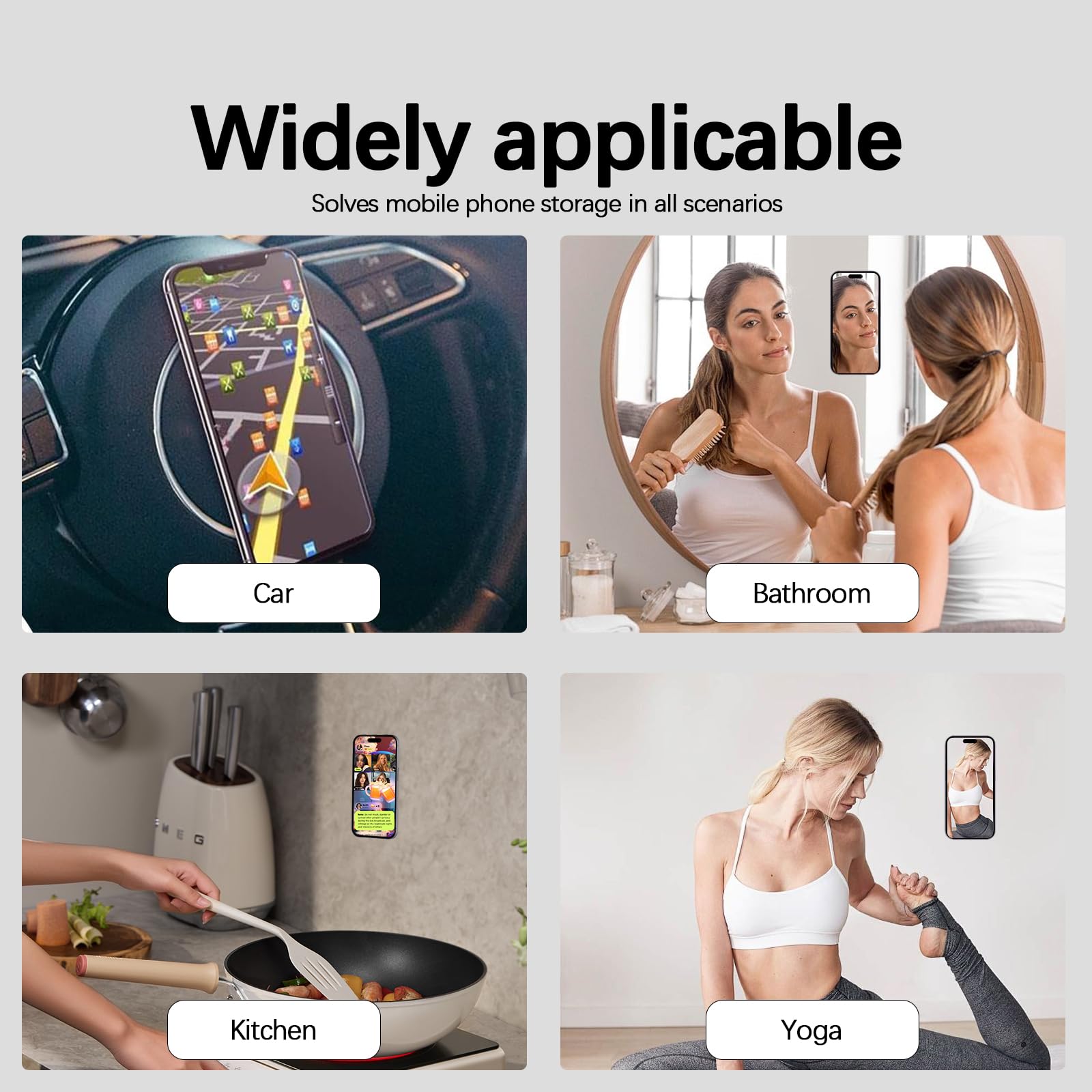 4 PCS Ventouse Telephone Portable, Coque Ventouse, Ventouse pour Téléphone Portable, Antidérapant, Fonctionne avec La Plupart des Téléphones Portables, pour Selfie, Vidéo, Livestreaming