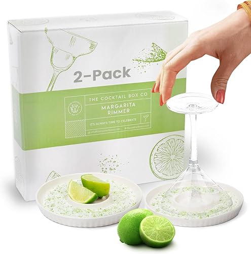 The Cocktail Box Co. Cerámica Margarita Salt Rimmer & Sugar Rimmer Set  Accesorio de bebida para bares y fiestas en el hogar (juego de 2)