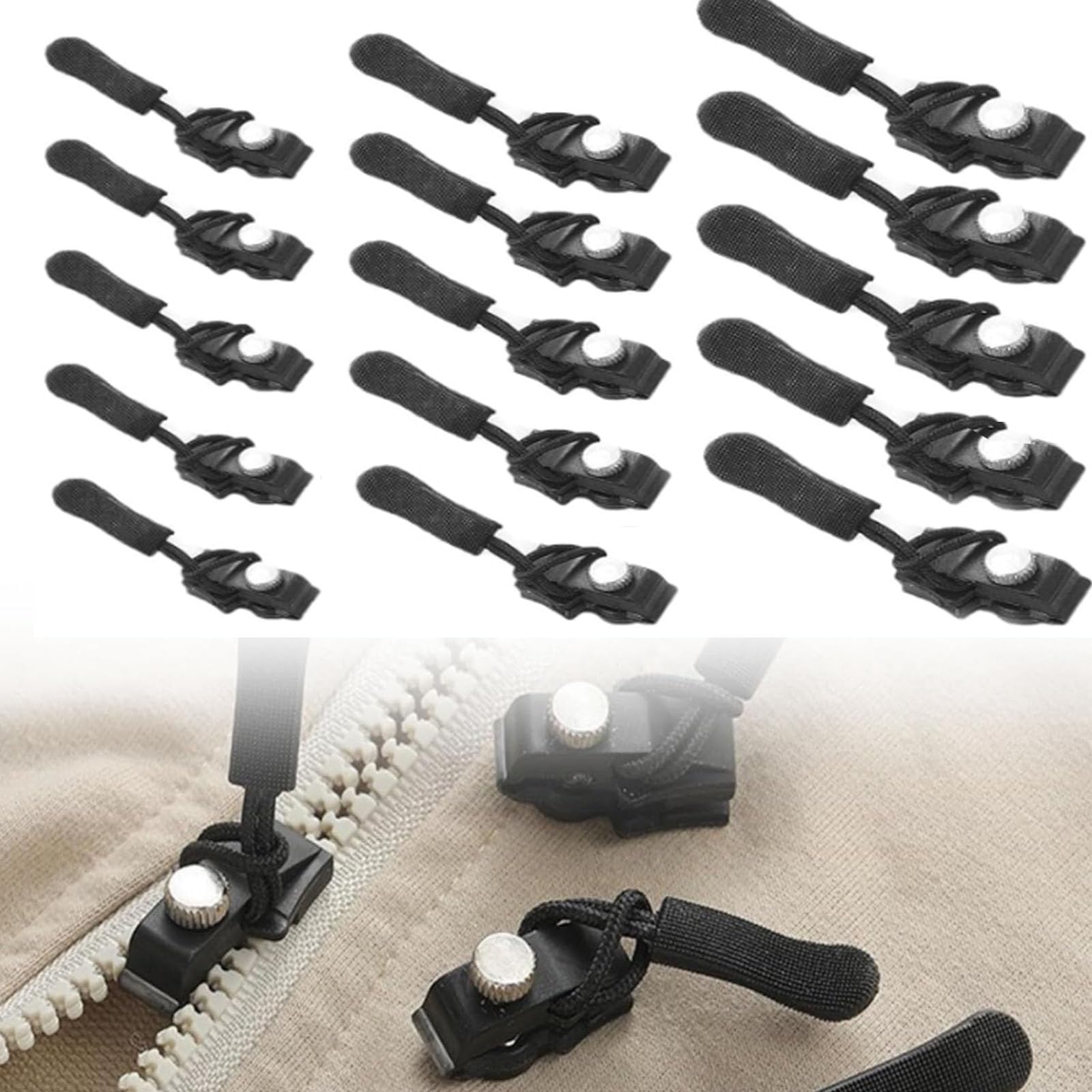 Removable Universal Zipper Repairer,Instant Zipper Fix Sliding Teeth Screw Head, Quick Fix Slider Zip Heads Coats, Jacket, Luggage,Tent Zipper Pull