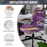 Vista 6 de Funda para silla de oficina de mármol morado, lavable, funda para silla de escritorio, fundas para silla de computadora para silla giratoria, silla