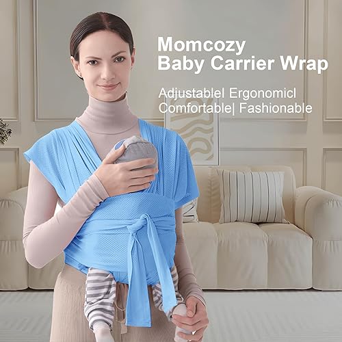 Miniatura 3 de Fular portabebés, portabebés ajustable para recién nacidos a niños pequeños, fácil de llevar, estilo camiseta, envoltura de bebé para papá y mamá