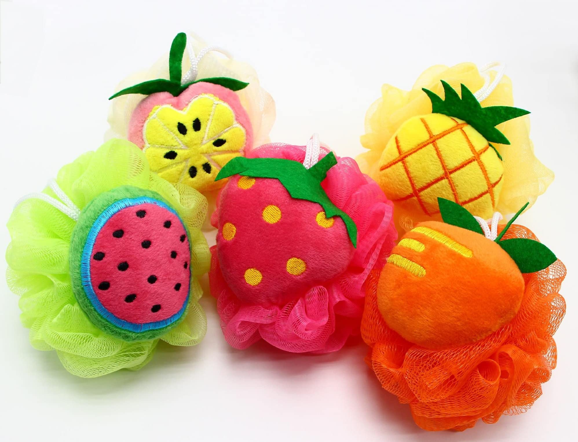 Trendegic Fruit design children baby cleaning body shower soft scrubber loofahs for women men and kids (multi pattern - 2 pcs)-image-5