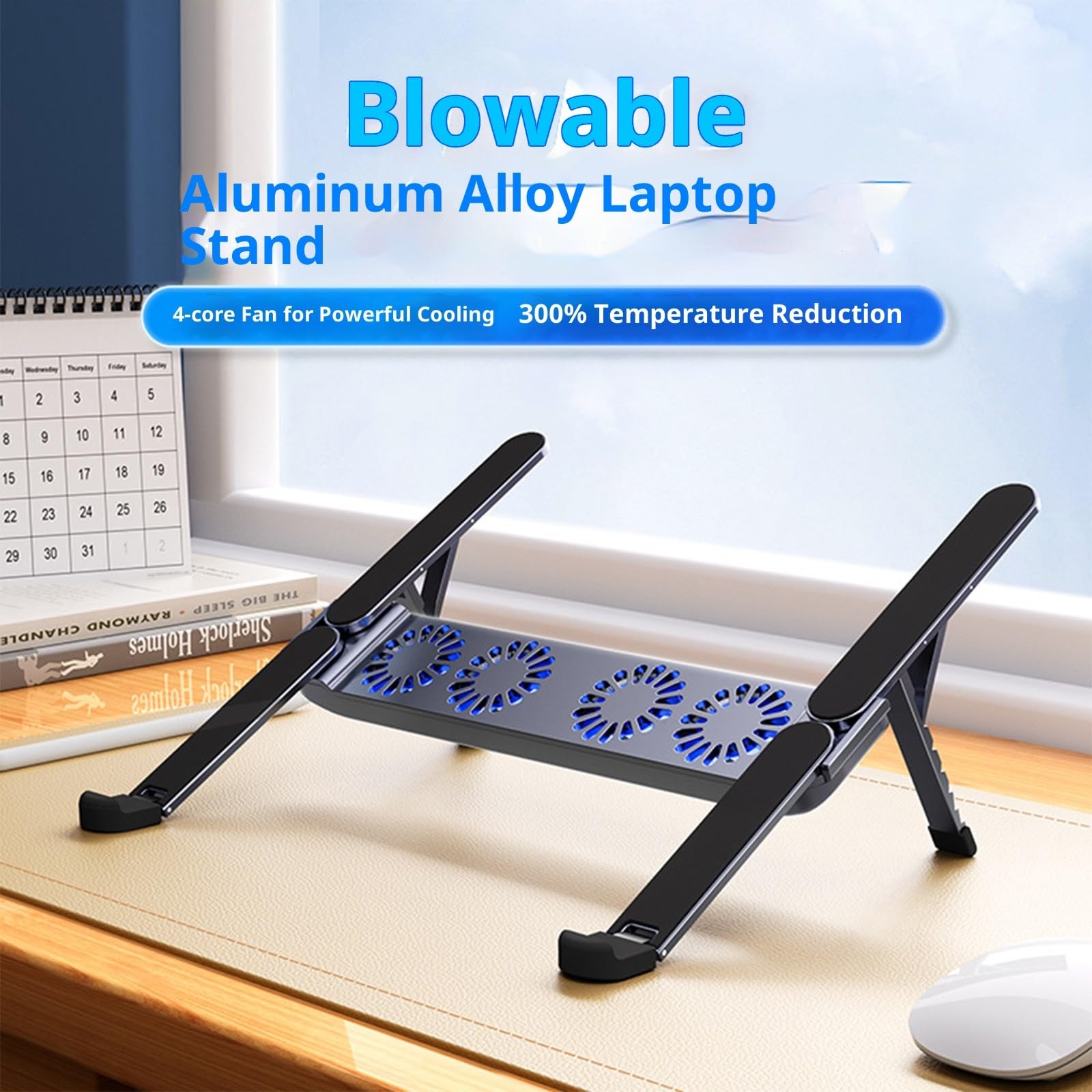 Pad di raffreddamento pieghevole del computer portatile con ventola silenziosa e supporto regolabile per tablet da 10-17 pollici Design in lega di alluminio