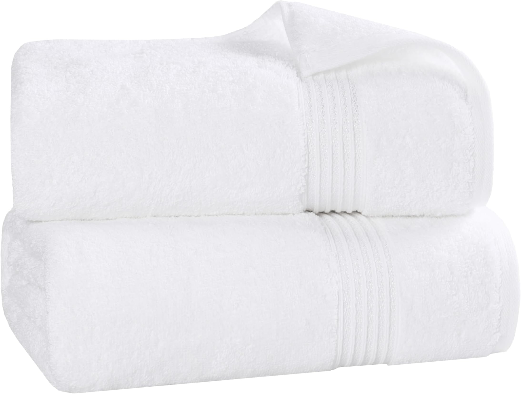 Superior 100% Egyptian Cotton Solid Bath Sheet Set, White, 2-Piece