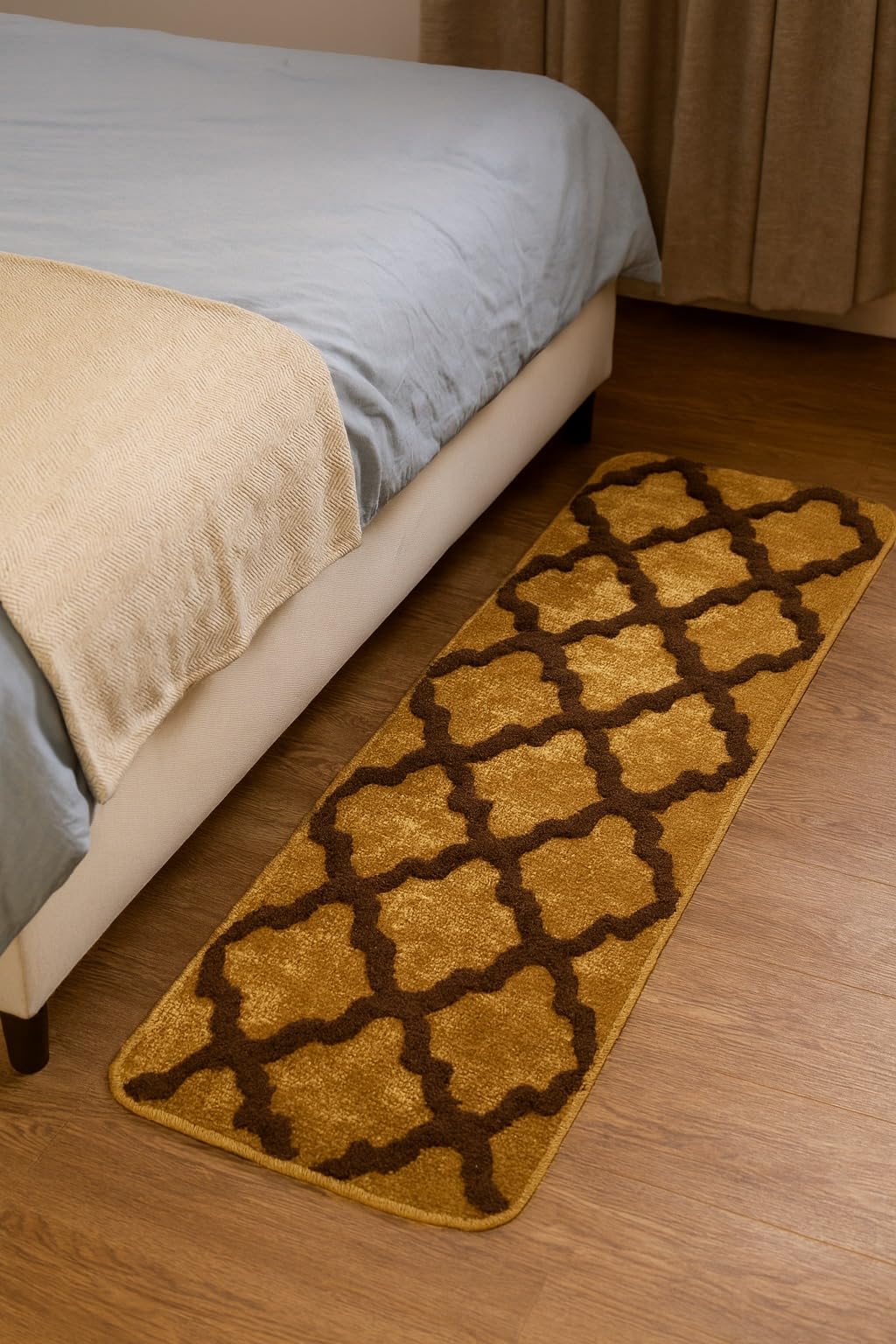 Amazing Microfiber Anti Skid Bedside Runner Rug 16x48 Inches | Soft Plush Long Floor Mat for Bedroom, Hallway, Kitchen & Entryway | Non-Slip Washable (Beige)-image-28
