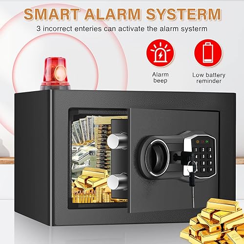 Miniatura 7 de Caja de seguridad para el hogar de 0.5 cúbicos a prueba de fuego, impermeable, pequeña caja de seguridad ignífuga, con bolsa ignífuga, teclado