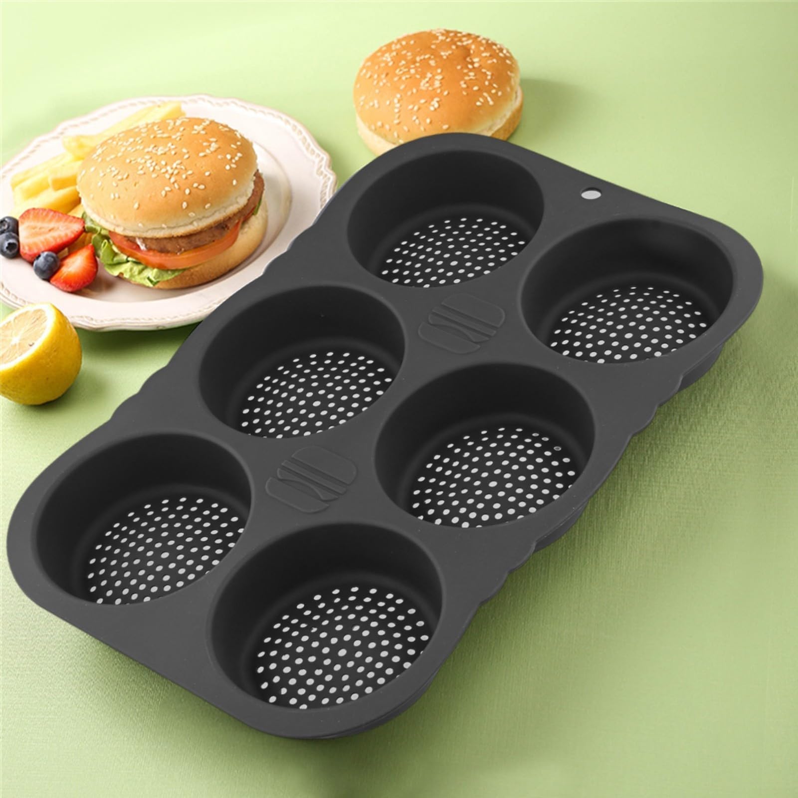 Molde de silicona antiadherente para panecillos y panecillos caseros, color gris, 34 cm