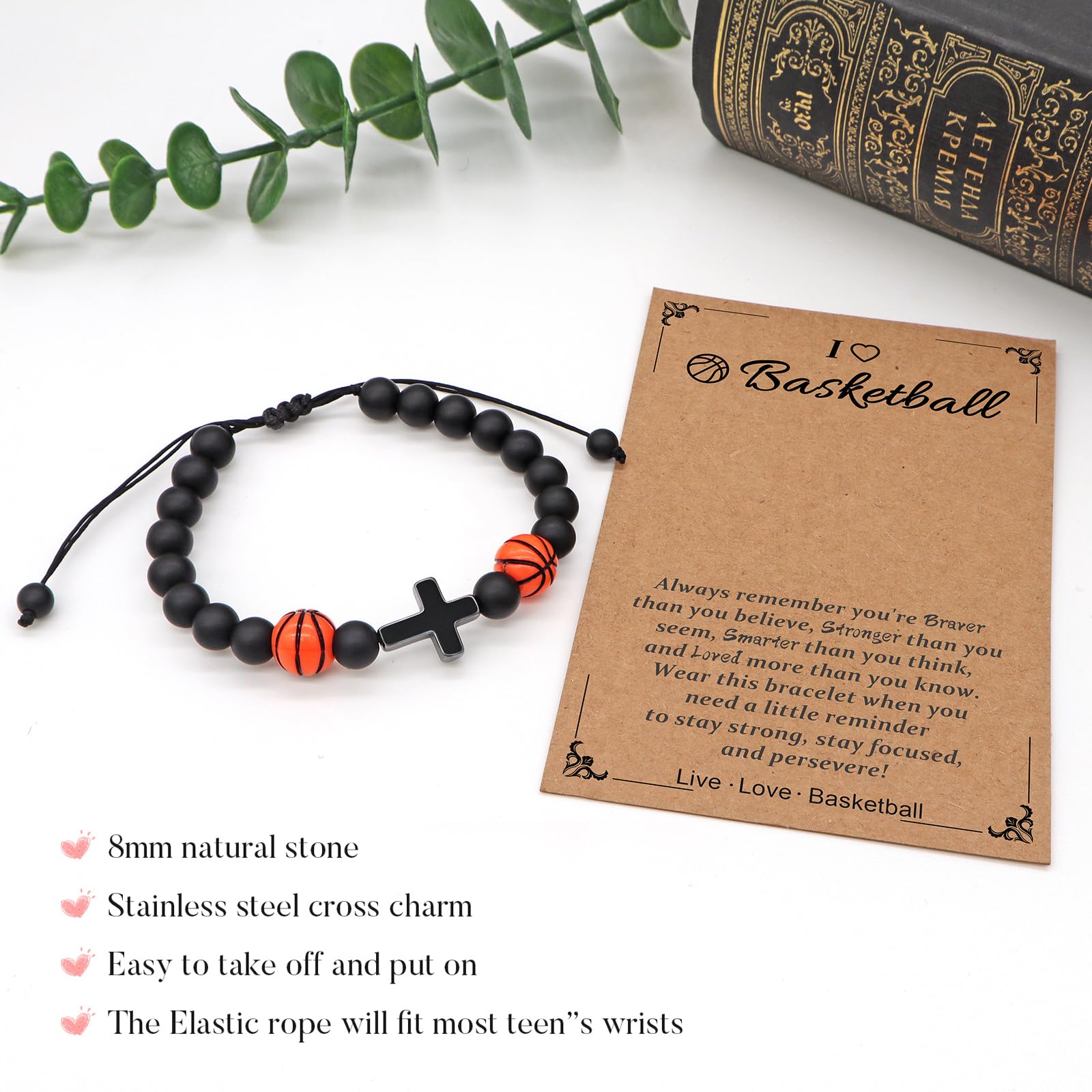 Sports Fans Bracelets for Mens Beads Bracelets Casual Basketball Bracelet Wristbands Fashion Stocking Stuffers for Men&Teen