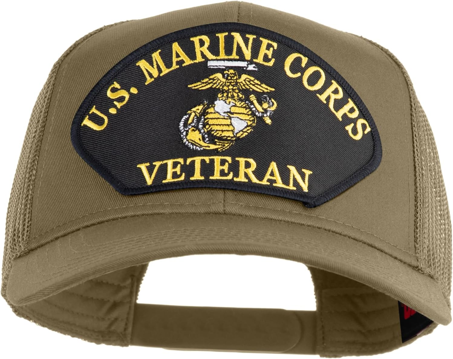 e4Hats.com U.S. Marine Corps Veteran Black Patched Solid Cotton Twill Mesh Prostyle Cap