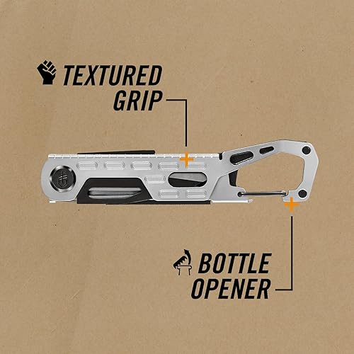 Miniatura 4 de Gerber Gear Stake Out 11 en 1 multiherramienta, hoja de borde liso de 2.2 pulgadas, extractor de estacas de tienda, transporte de mosquetón, equipo