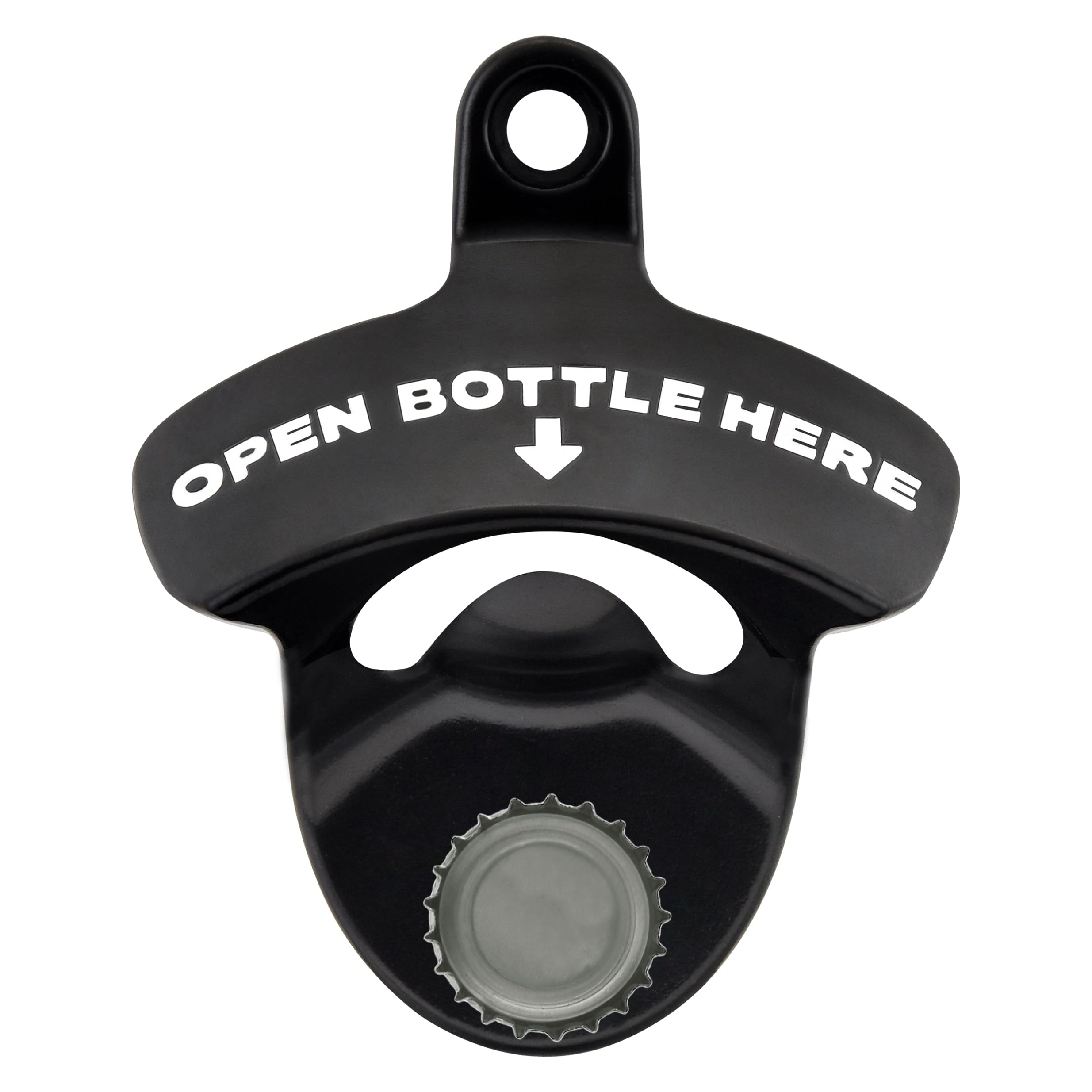 Luwanburg Wall Mounted Bottle Opener Magnetic Beer Cap Opener Wooden Beer Caddy Mounted for Gift (Black with White)