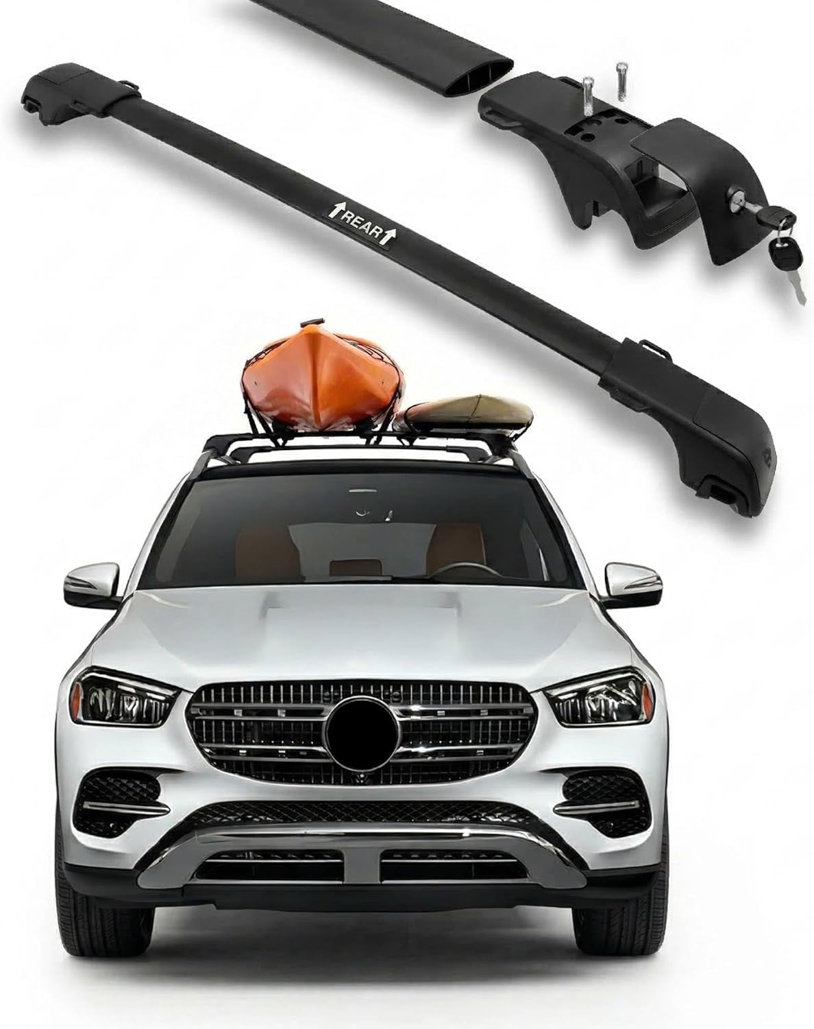 330LBS Roof Rack Cross Bars Fit for 2020-2026 Mercedes-Benz GLE W167 GLE350 GLE450 GLE450e GLE580 GLE43 GLE53 GLE63 AMG S SUV, Rooftop Crossbars Luggage Carrier Cargo Bars Accessories