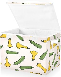 Zucchini and Squash Pattern Storage Bins with Lids Foldable Storage Basket with Handles Collapsible Large Fabric Organizer Containers for Clothes Shelves Closet Office Home