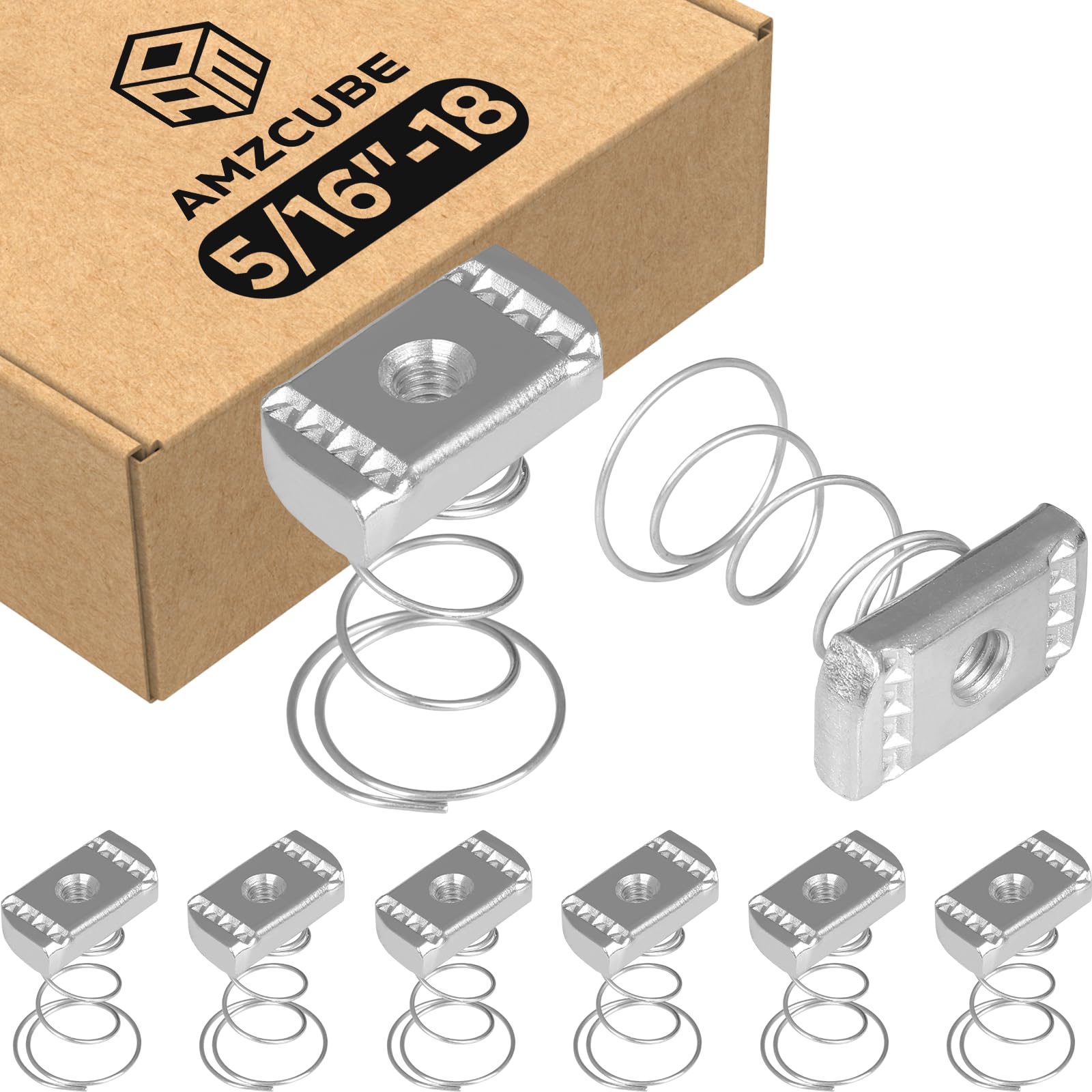 AMZCUBE 5/16"-18 Flared Spring Channel Nuts, 8 mm Thickened Strut Channel Cone Nut, Compatible with Strut Channel Support Systems, Solar Panel Mounting (10)