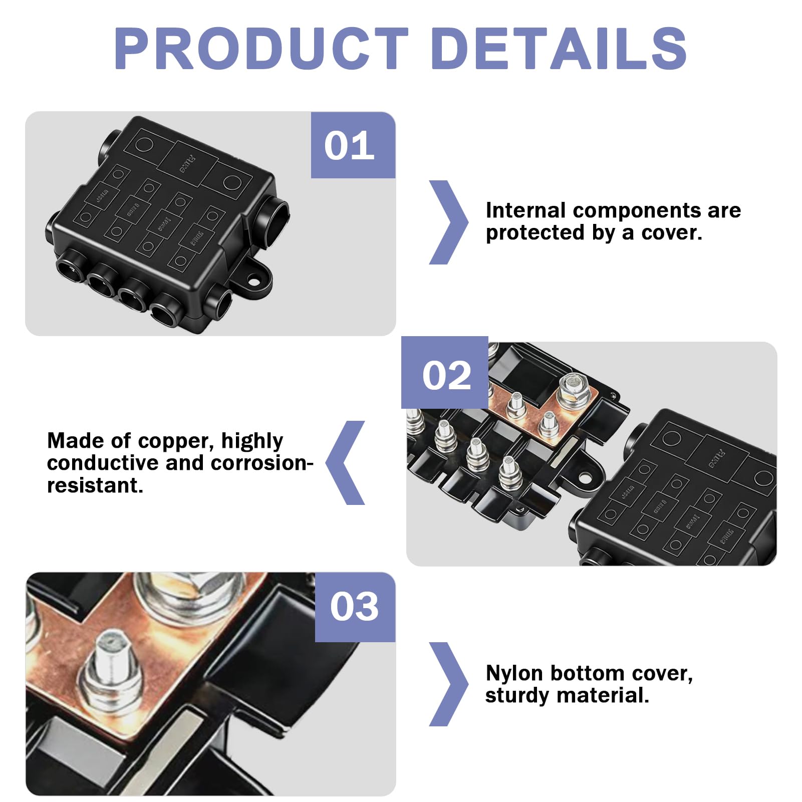 Portafusibili per 1 mega + 4 fusibili Midi con busbar/binario di raccolta, alloggiamento in poliammide con copertura: distribuzione compatta e sicura dell'alimentazione per circuiti alti e medi in
