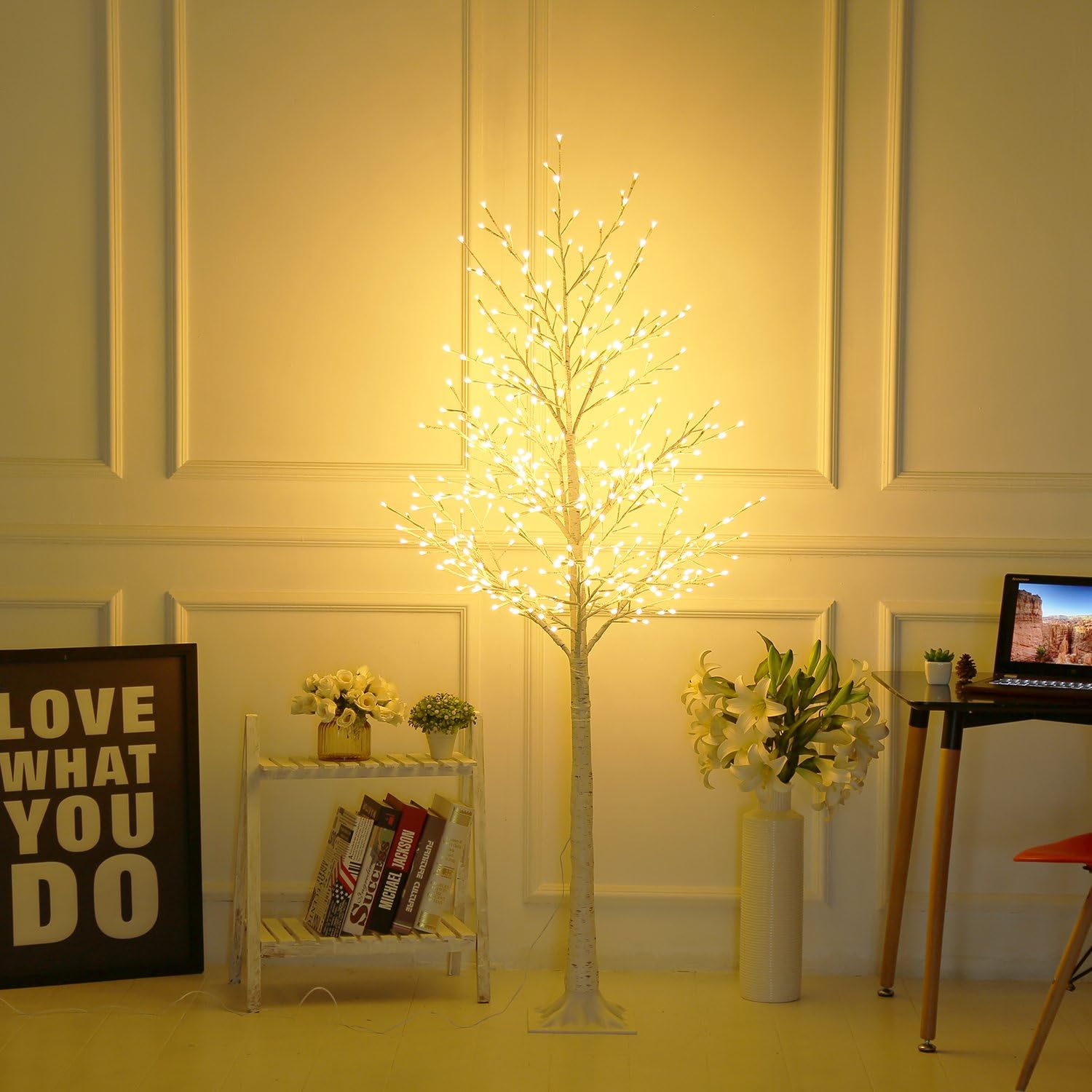 Buy Hawisphy Lighted Birch Tree 6Ft 480 LED Artificial White Lighted