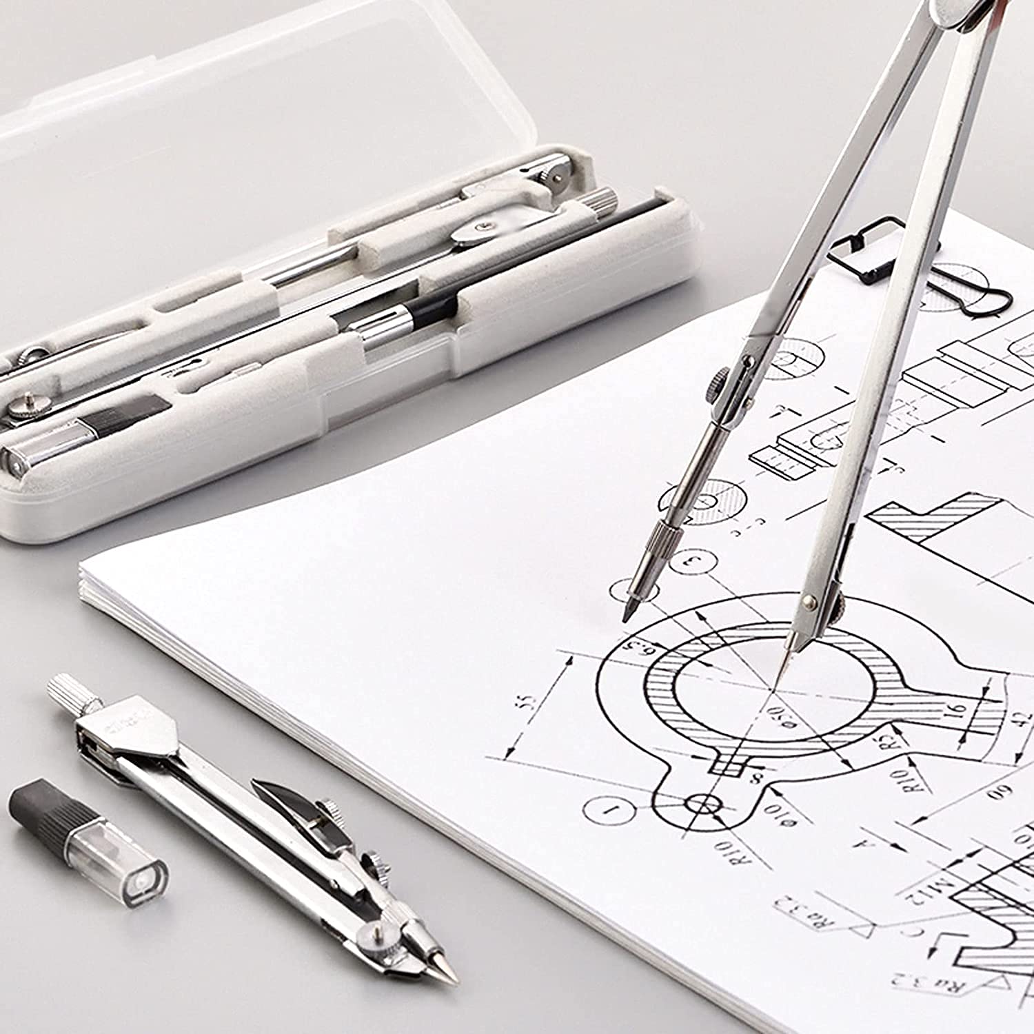 AKAZI Zeichenkompass Mathe-Kompass Professionelles Zeichnen Design Student Schreibwaren Prüfung Technisches Zeichenwerkzeug Kompass-Set Metall-Zeichenkompass (Size : A) (A)