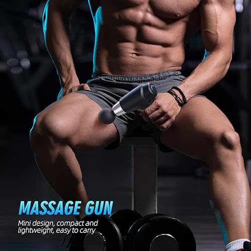 Miniatura 8 de Pistola de masaje de tejido profundo para aliviar el dolor de espalda con 5 cabezas, 6 velocidades, color negro