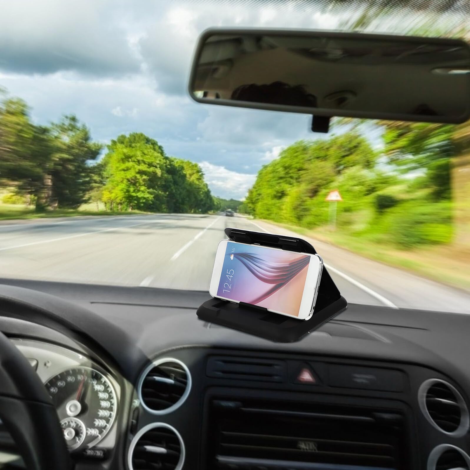 Supporto Auto Cellulare Antiscivolo in Silicone con Base Stabile per Cruscotto Porta Smartphone Funzionale per Navigazione Sicura Durante la Guida