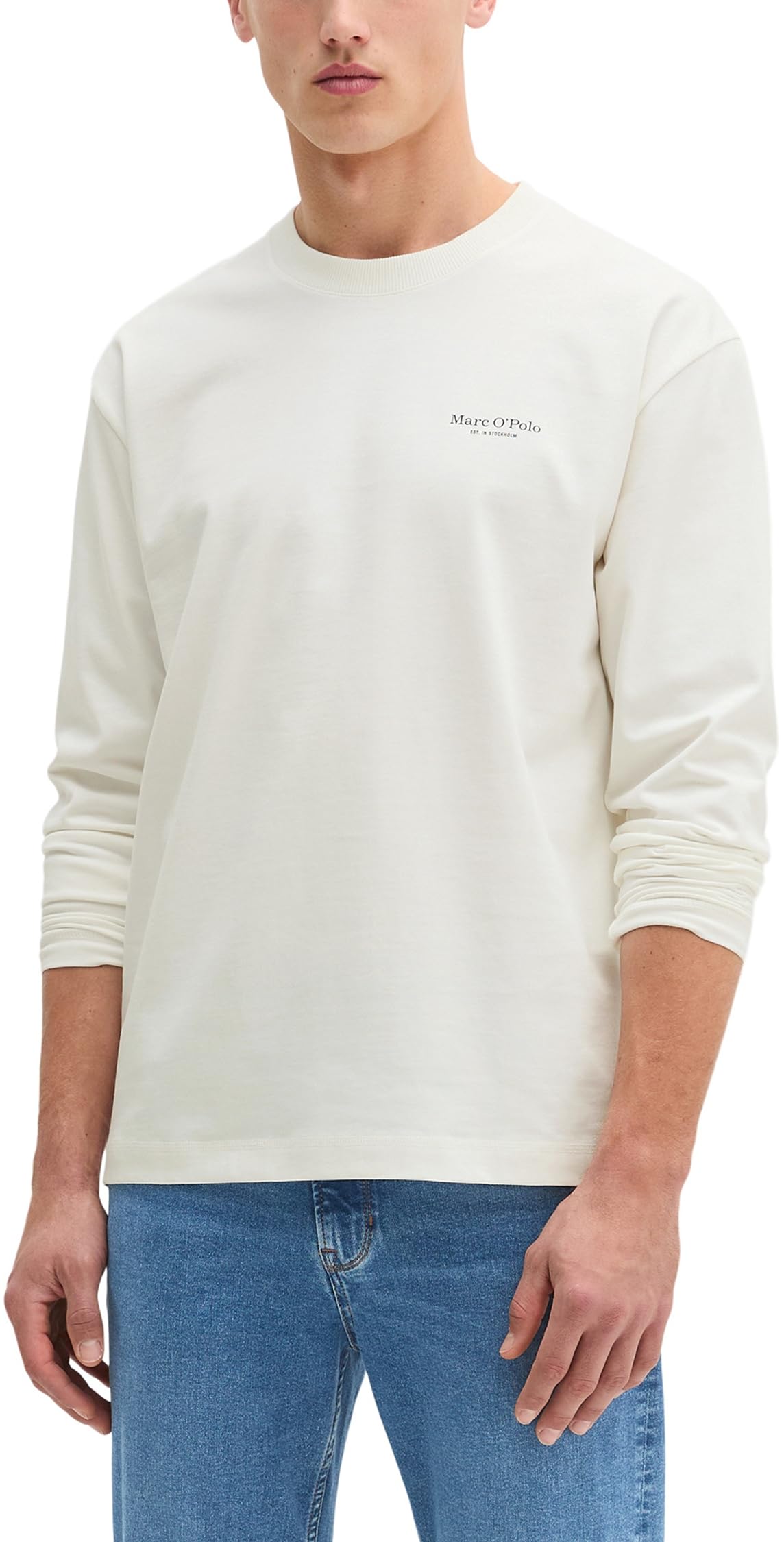 Marc OߴPolo Herren Langarmshirt aus Bio-Baumwolle mit Rundhalsausschnitt