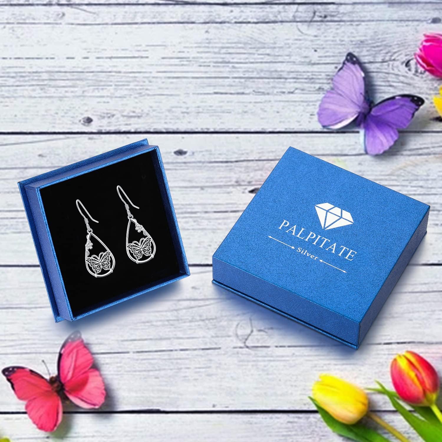 Palpitate Butterfly/Sunflower Earrings 925 Sterling Silver Hypoallergenic Drop Dangle Butterfly Earrings for Women Jewelry Gifts - Image 7