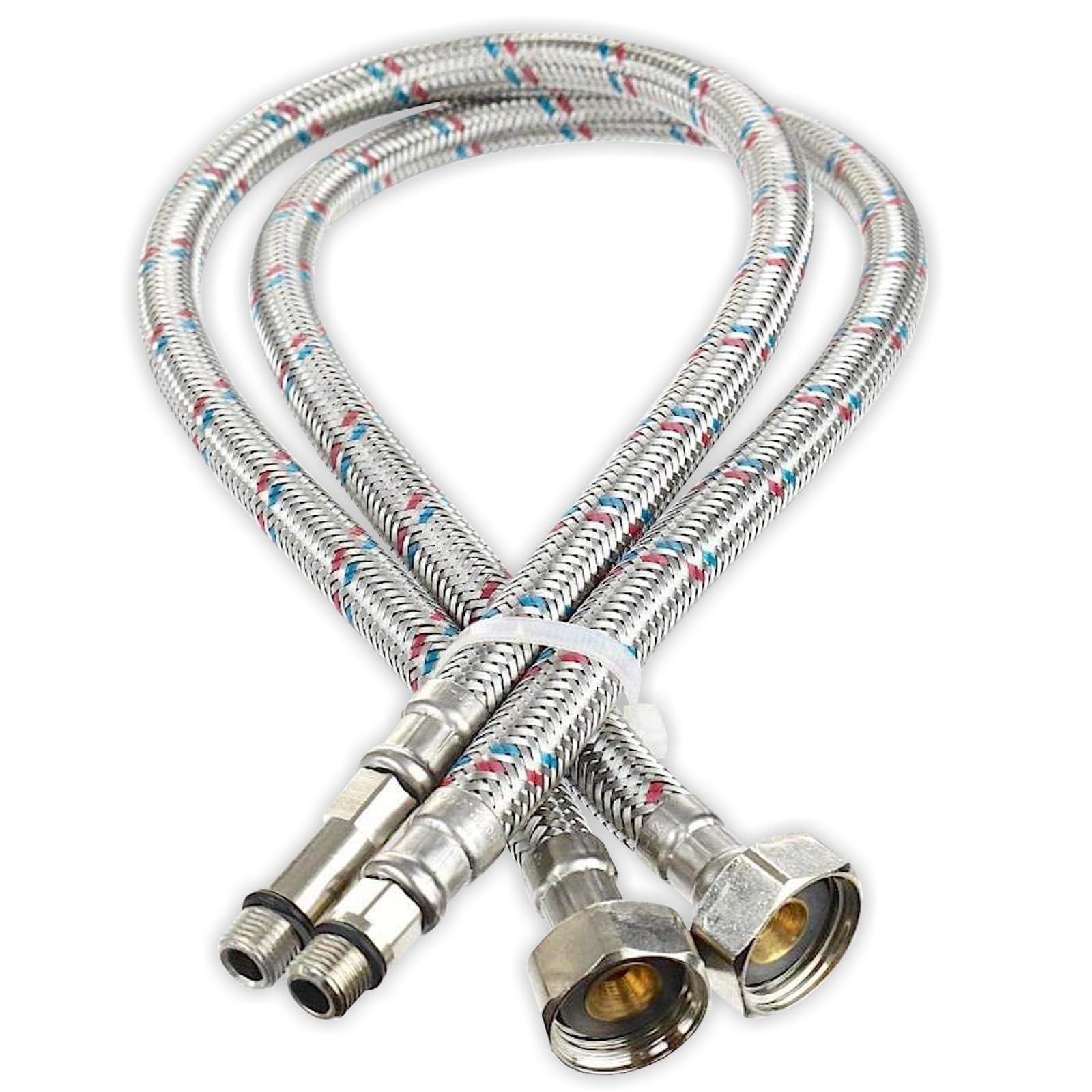 ATEK Flexible Tap Connector, 1/2” M10X Braided Flexible Water Pipe for Kitchen & Bathroom Taps, Durable Stainless Steel Leak-Proof Flexi Tap Tail for Hot & Cold Water (50CM)