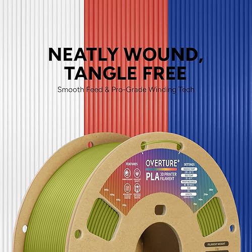 Miniatura 10 de Overture - Filamento PLA de impresión 3D para la mayoría de FDM en 1.75 milímetros, en bobina de 1 kilogramo de 200 x 200 milímetros y de precisión