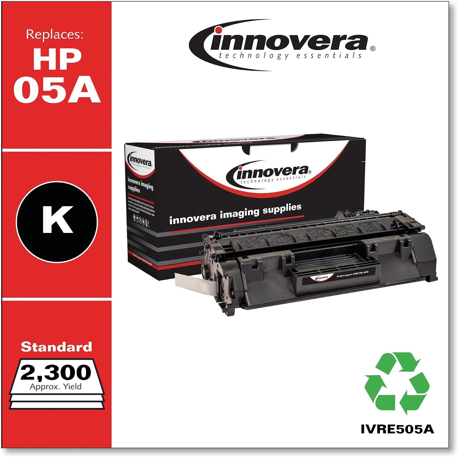 Innovera Remanufactured Black Toner, Replacement for 05A (CE505A), 2,300 Page-Yield