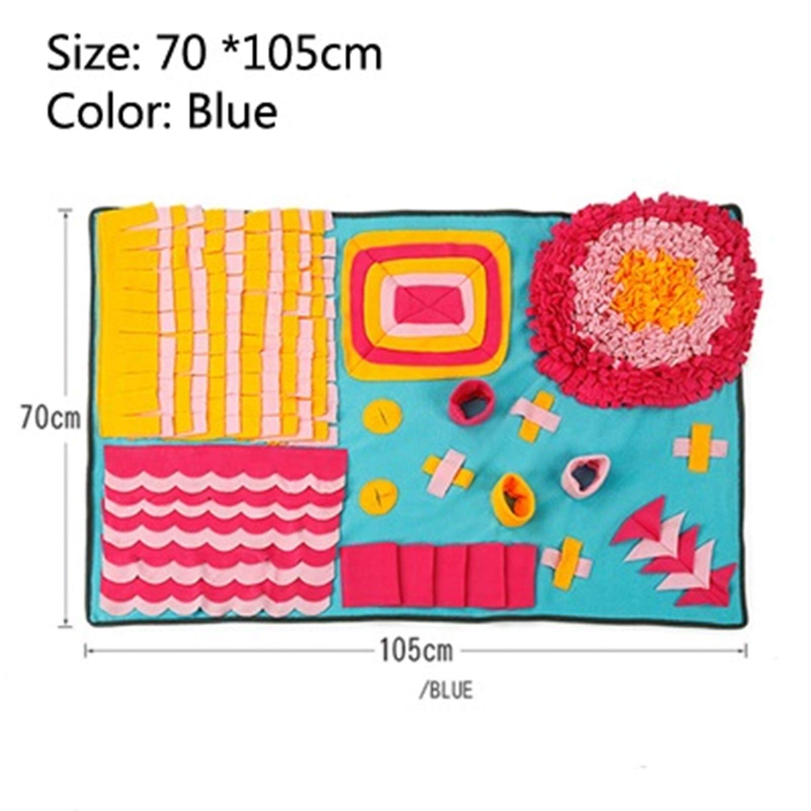 SchnüFfelteppich Hund Spielen Hundematte Snuffle Trainings Futter suchen Füttern Mat Nose Arbeit Decke Pet Toys Langsam Feeding Mat 77 (Color : 70 x 105cm Blue, Size : As Shown)