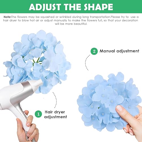 Miniatura 5 de AVIVIHO Paquete de 40 flores artificiales de hortensias azules, flores falsas de seda de hortensia sintética con tallos, perfectas para bodas,