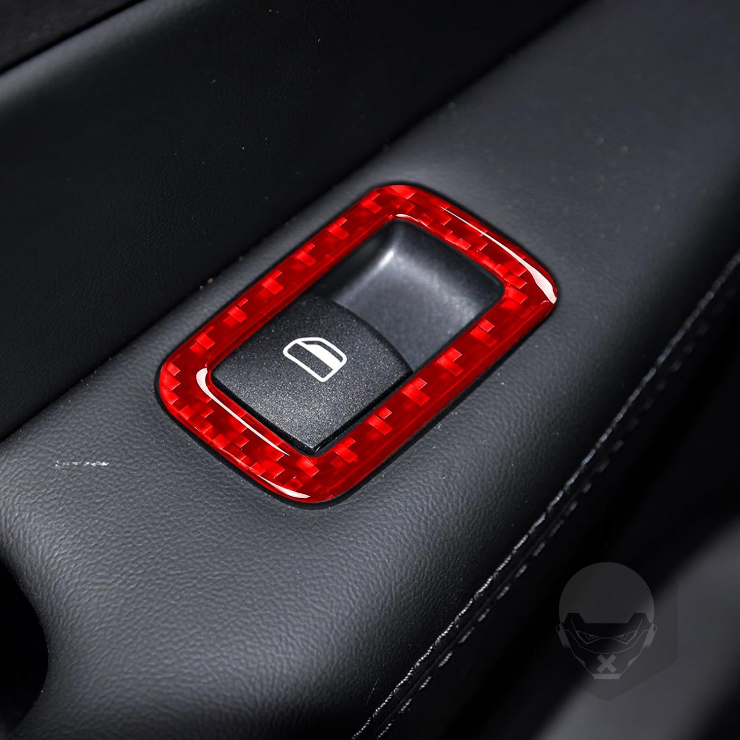 Real 3K Red Carbon Fiber Car Window Lift Switch Panel Control Button Cover Decoration Trim Sticker Compatible with Jeep Grand Cherokee WK2 2011-2021 Auto Interior Accessories