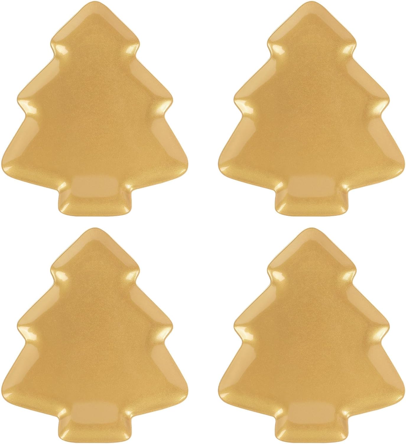 UP UPware Peace on Earth Christmas Tree Shaped Melamine Dinner Plates, Festive Holiday Party Plates, Christmas Decor, for Festive Meals, Snacks, and Desserts, Green, 10.75 x 9.5 Inch, Set of 4