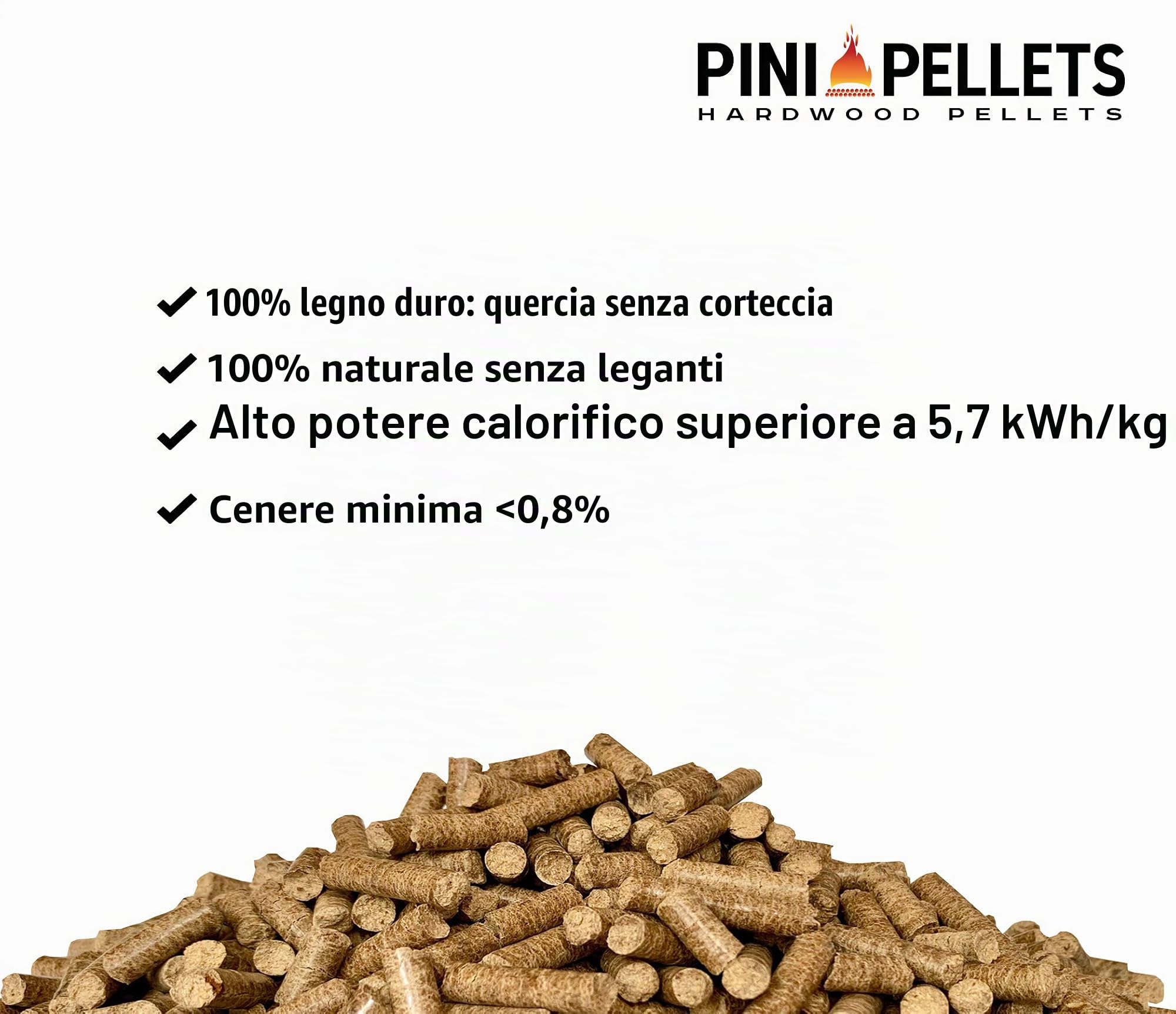 Pellet in legno duro, 6 mm, Pini, 15 kg, per riscaldare, grigliare, affumicare, affumicare