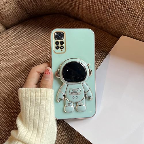 Plating Astronauta plegable titular caso encendido para Xiaomi para Redmi Note 11 10 9 8 Pro 11s 10s 9s 8t 7 11pro 10pro 9c cubierta de soporte de