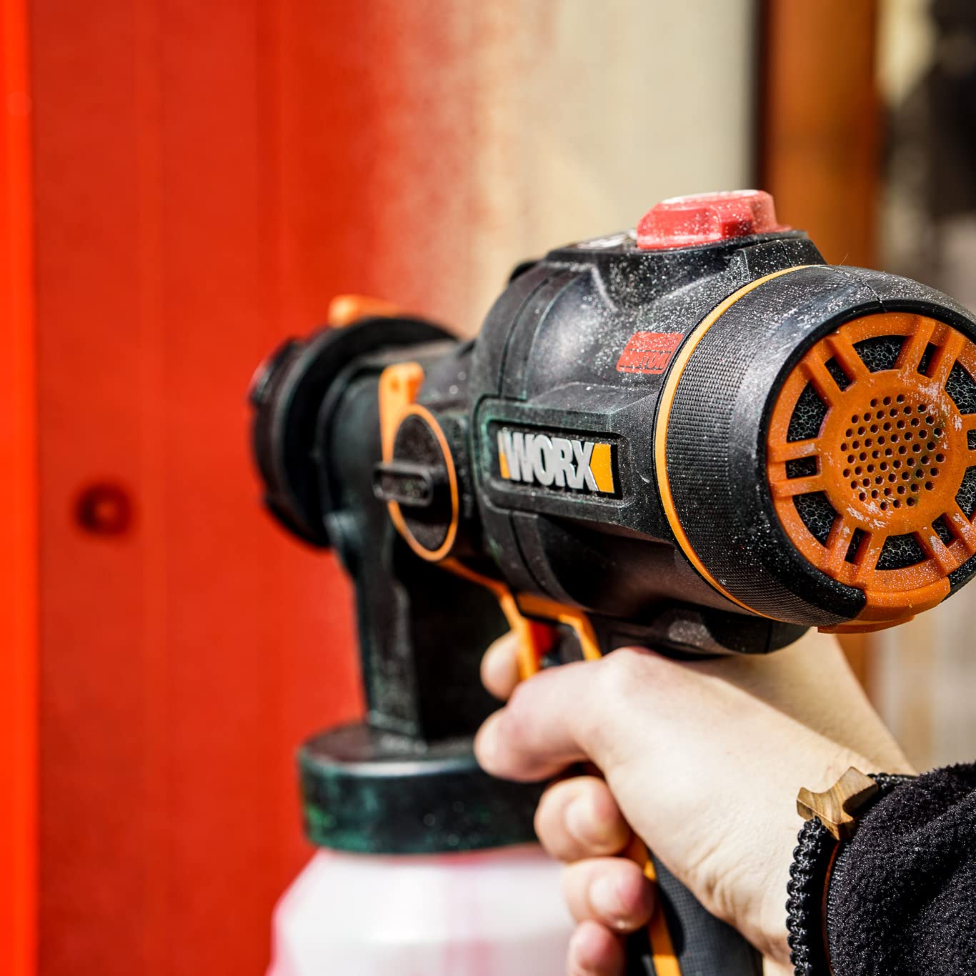 WORX WX020.9 Pistola Pulverizadora de Pintura 20V Brushless 20KPa Sin Batería, Boquillas Múltiples para Paredes, Muebles y Exteriores, Tecnología HVLP