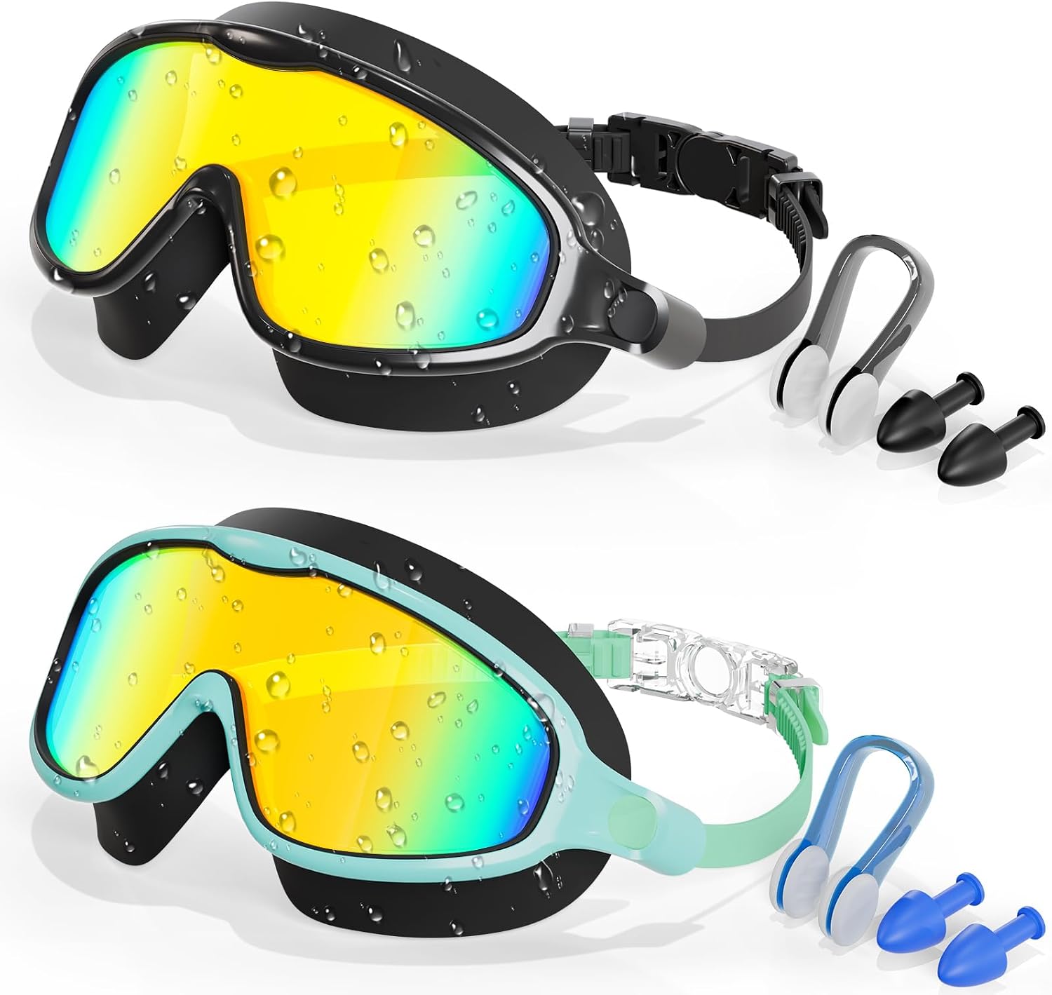 Aegend Swim Goggles Wide Frame Anti-Fog Swimming Goggles for Kids 3-14