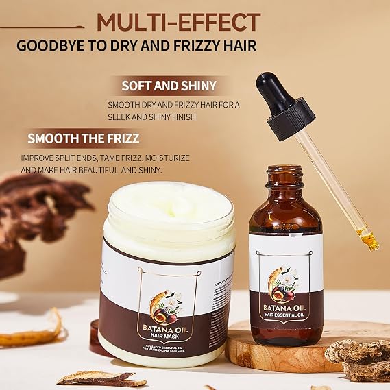 Black Hair Dye, 500 ml Hair Dye Shampoo + 50 ml Batana Oil Hair Treatment + 300 g Hair Mask, Anti-Grey Shampoo, Unisex Hair Care Set