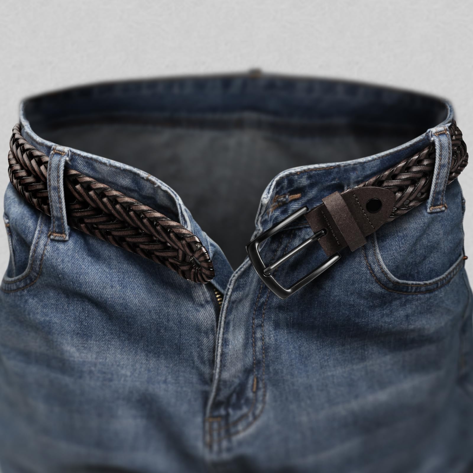 KEMISANT Ceinture tressée confortable pour homme décontracté jean golf 3,5 cm