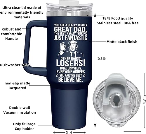 Miniatura 7 de BETHEGIFT Regalos para papá de hija, hijo, niños en el día del padre, Navidad, cumpleaños, regalo para padre, vaso de 40 onzas, acero inoxidable