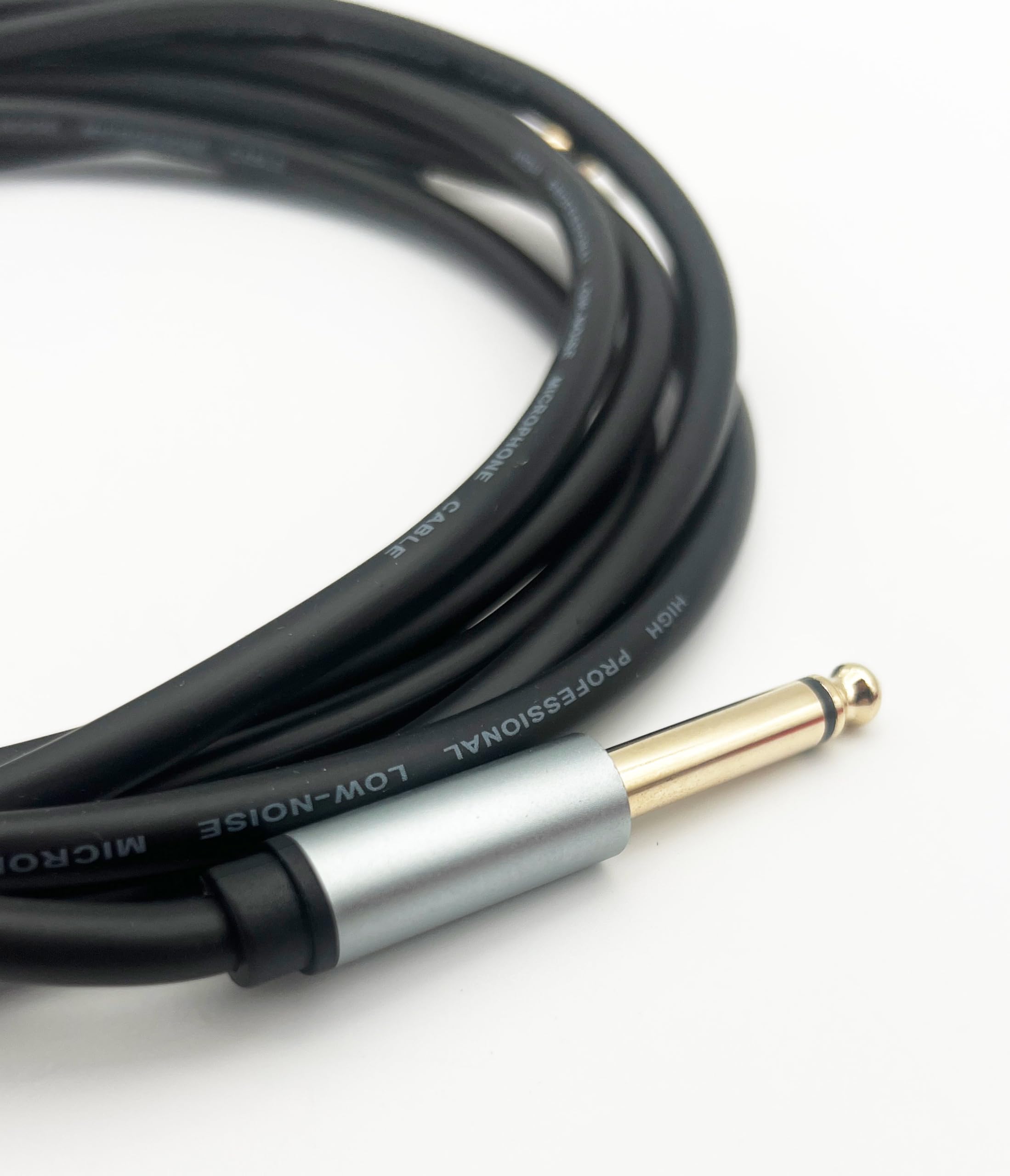 Câble de guitare 6,3 mm (câble audio mono avec prises jack pour guitares électriques/basses, claviers/synthétiseurs, à connecter à des amplis) – 4,9 m, noir, 3 mètres