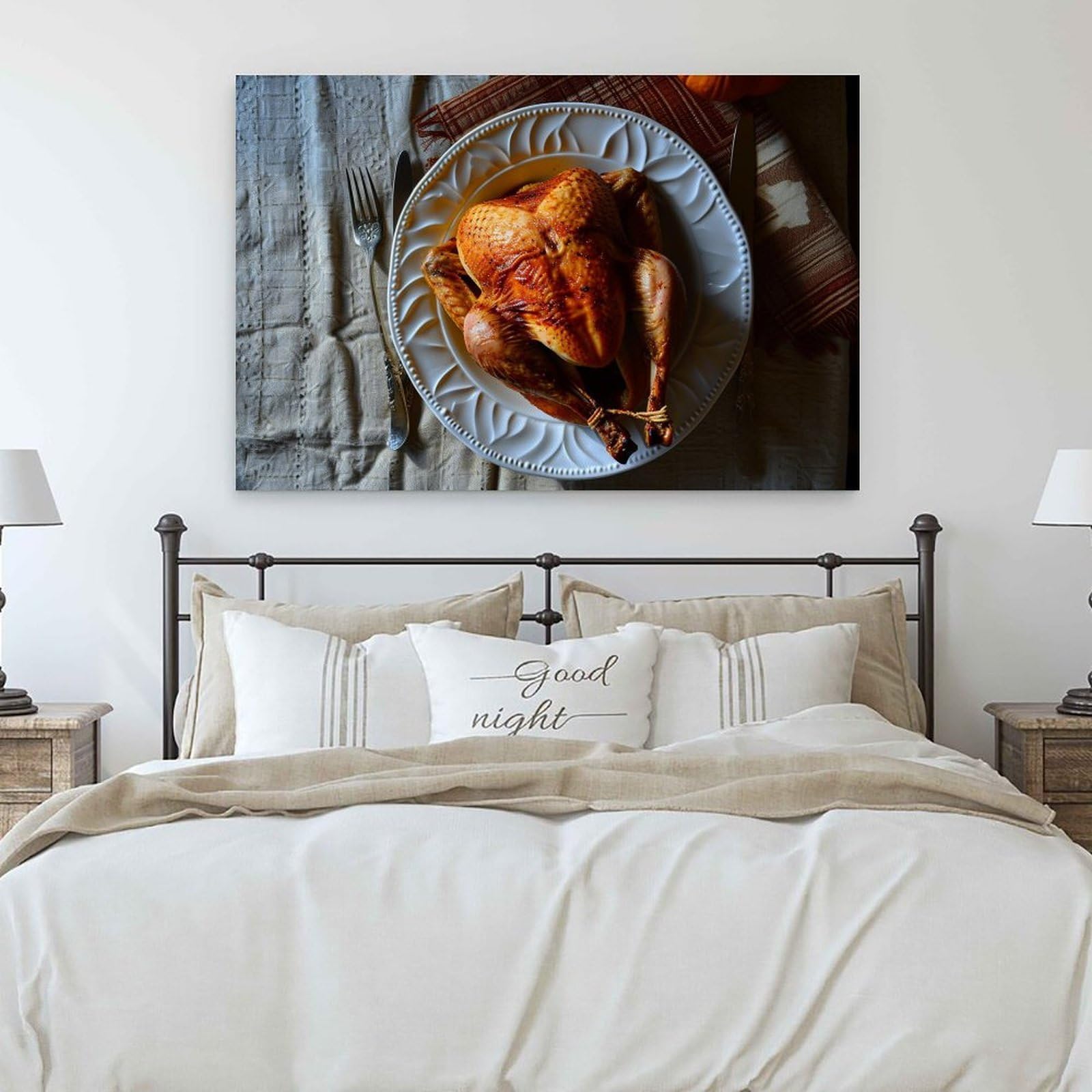 GMUKIFFY Stampa artistica su tela placcata con cibo su tela, pronta da appendere, decorazione da parete pronta da appendere, 50 x 75 cm