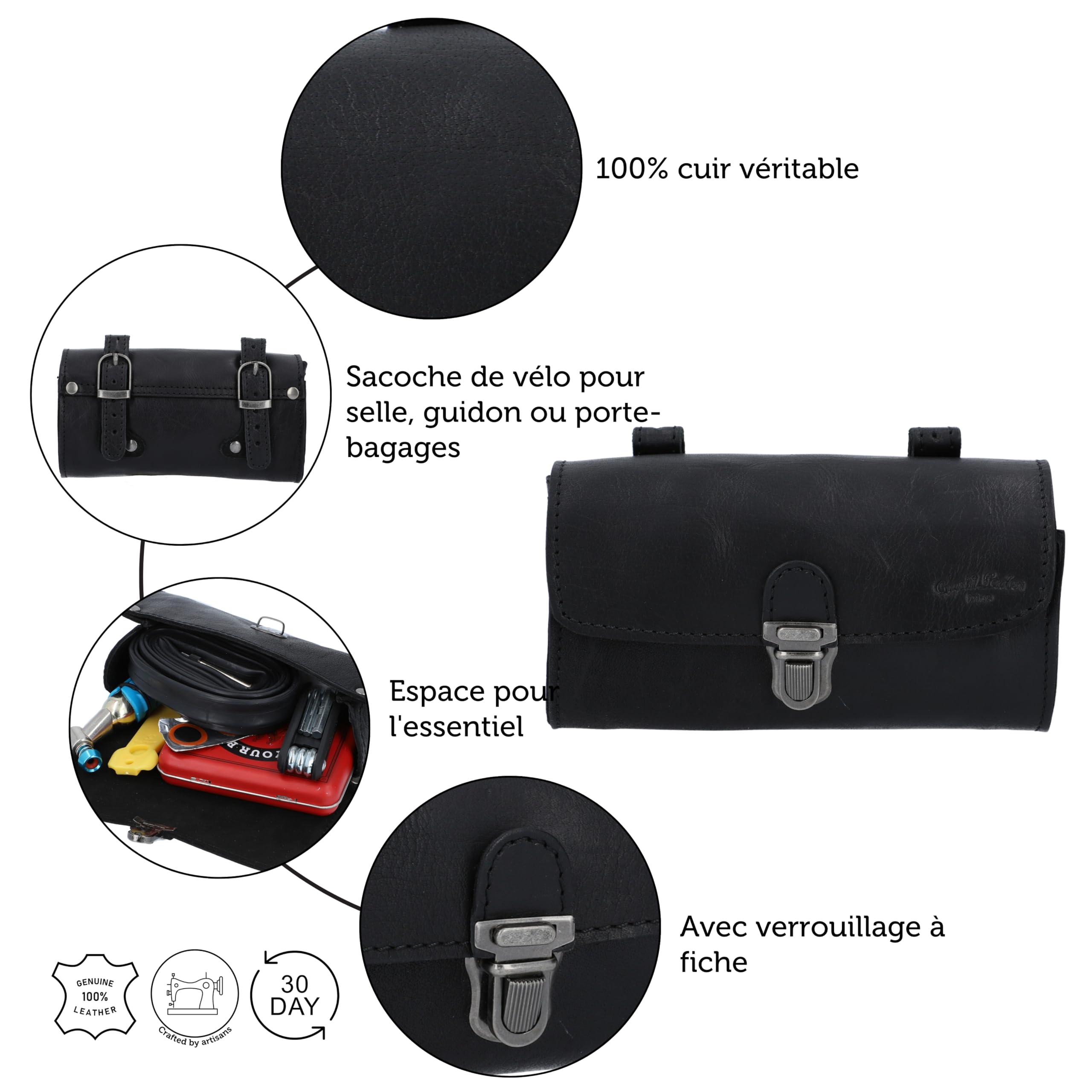Gusti Sacoche Cuir Homme - Wolfgang L. Accessoires Velo Sacoche Outils Trousse Cuir Trousse a Outils Sacoche Selle Velo
