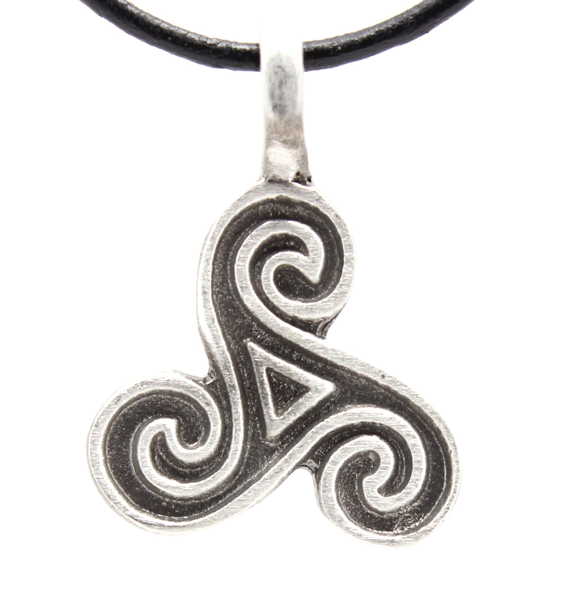 Pewter Triple Spiral Of Life Celtic Pagan Pendant On Leather