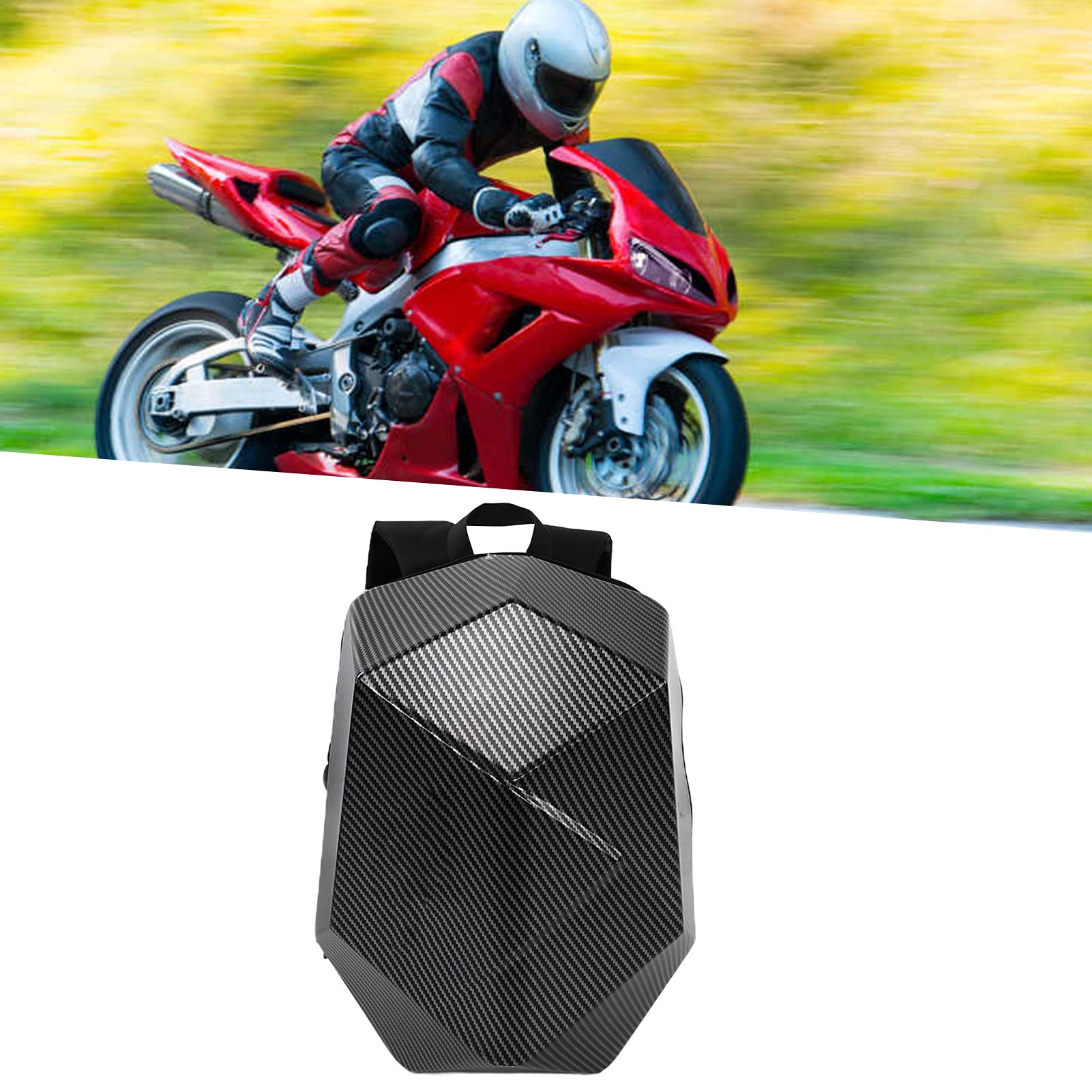 Zaino da Moto in Stile Fibra di Carbonio con Borsa per Sedile Posteriore Espandibile in ABS Impermeabile per Ciclismo All'aperto, Campeggio, ecc.